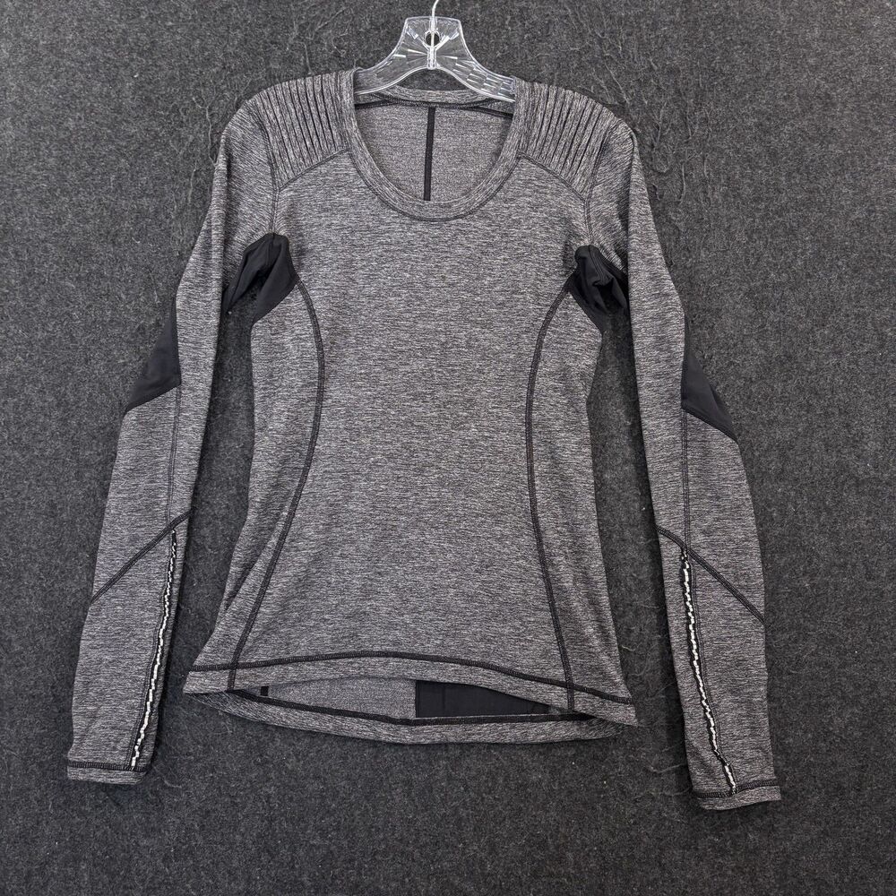 Lululemon Base Runner Shirt Women's 6 Gray Long Sleeve Running Thumbholes